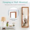 imageBest Choice Products LED Mirror Jewelry Cabinet Tall Lockable Wall or Door Mounted Jewelry Armoire Organizer with Mirror 2 Drawers Lock Cosmetic Tray Shelves  SageRustic Brown