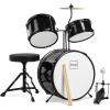 imageBest Choice Products 3Piece Beginner Drum Set for Kids Juniors wThrone Stool Cymbal Drum Sticks Bass Drum Pedal 2 Toms  BlueBlack