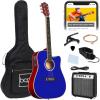 imageBest Choice Products Beginner Acoustic Electric Guitar Starter Set w 41in All Wood Cutaway Design Gig Bag Strap Picks  NaturalDark Blue