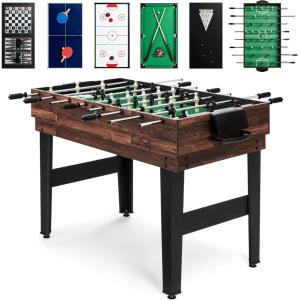 imageBest Choice Products 2x4ft 10in1 Combo Game Table Set for Home Game Room Friends ampamp Family wHockey Foosball Pool Shuffleboard Ping Pong Chess Checkers Bowling and BackgammonWalnut