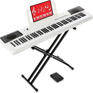 imageBest Choice Products 88Key Full Size Digital Piano Electronic Keyboard Set for All Experience Levels wSemiWeighted Keys Stand Sustain Pedal BuiltIn Speakers 6 Voice Settings  BlackWhite