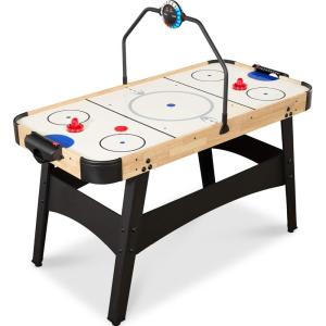 imageBest Choice Products LED 54 Inch Air Hockey Game Table wLightup Scoreboard Powerful Motor AC Outlet Includes 2 Pucks 2 PushersNatural