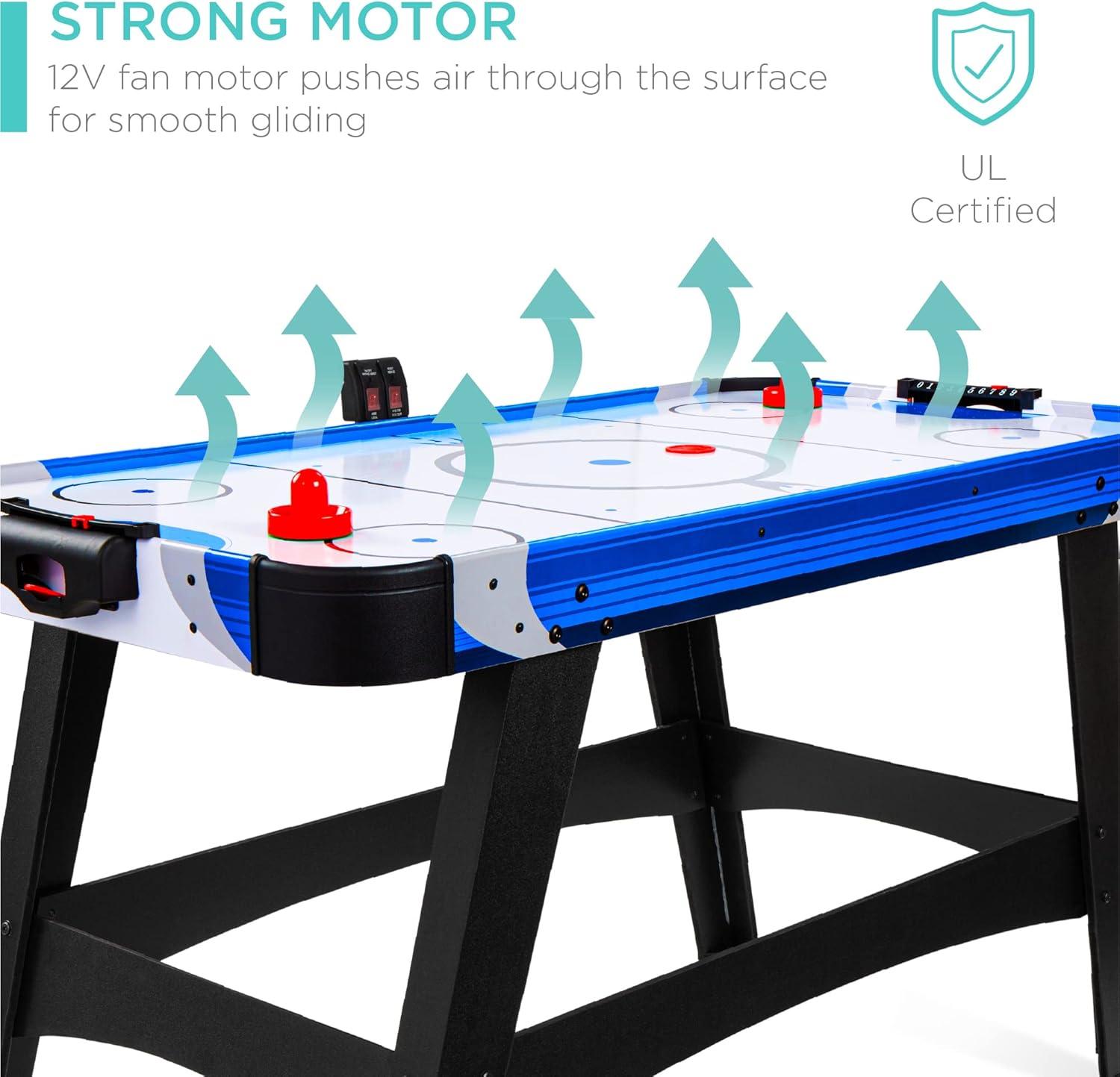 imageBest Choice Products 58in MidSize Arcade Style Air Hockey Table for Game Room Home Office w 2 Pucks 2 Pushers Digital LED Score Board Powerful 12V Motor Carrying Bag