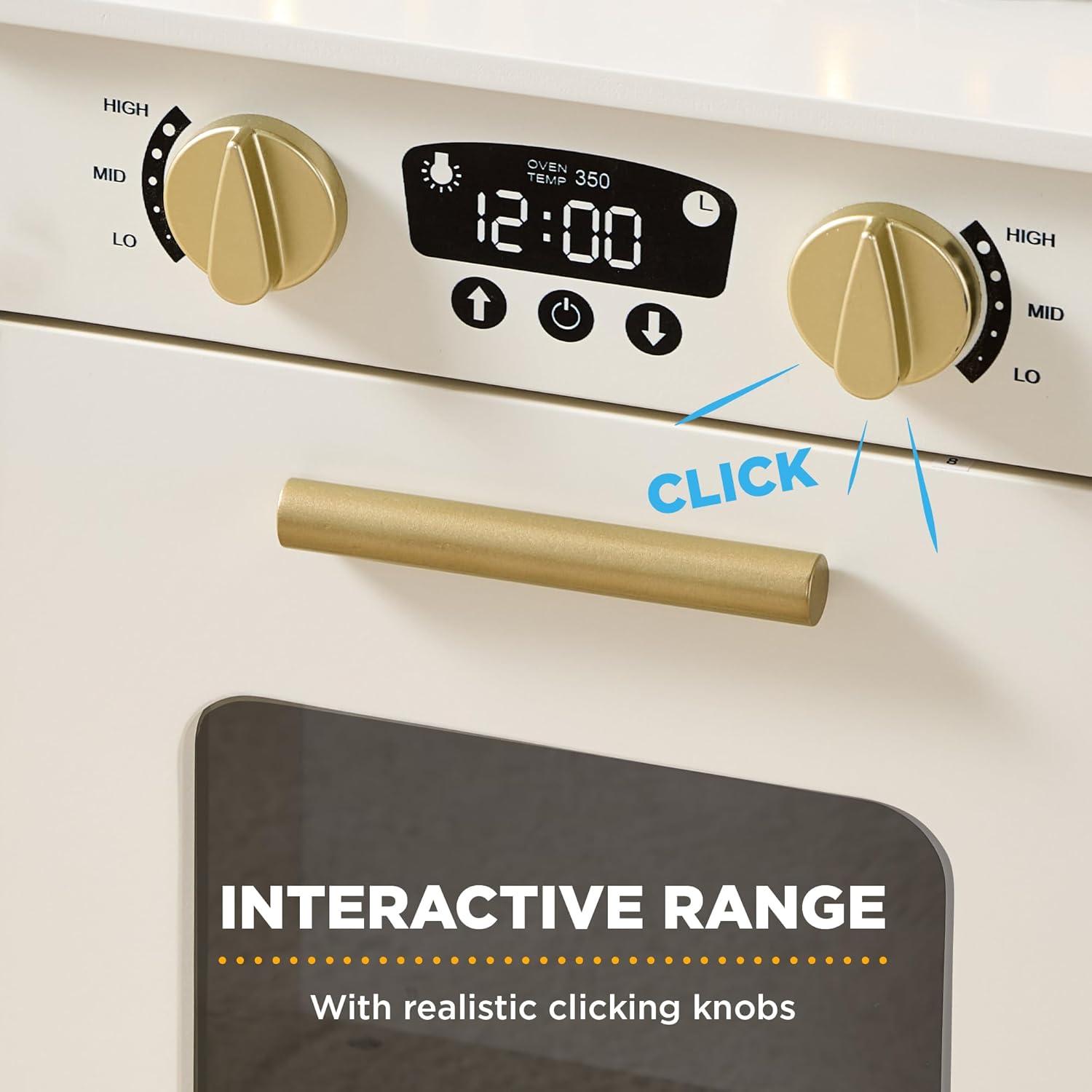 imageBest Choice Products Wooden Pretend Play Cottage Kitchen Kids Toy wStorage Scalloped Edge 5 Accessories Microwave Oven Clicking Knobs  BlueCream