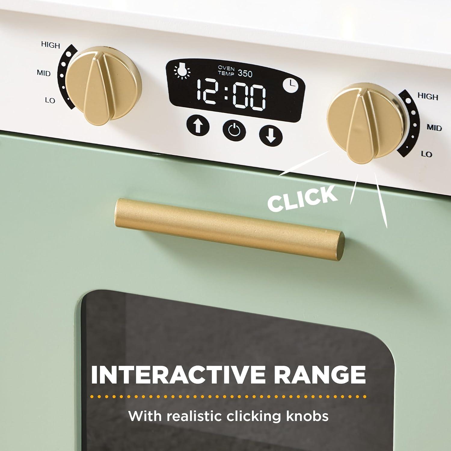 imageBest Choice Products Wooden Pretend Play Cottage Kitchen Kids Toy wStorage Scalloped Edge 5 Accessories Microwave Oven Clicking Knobs  BlueSage