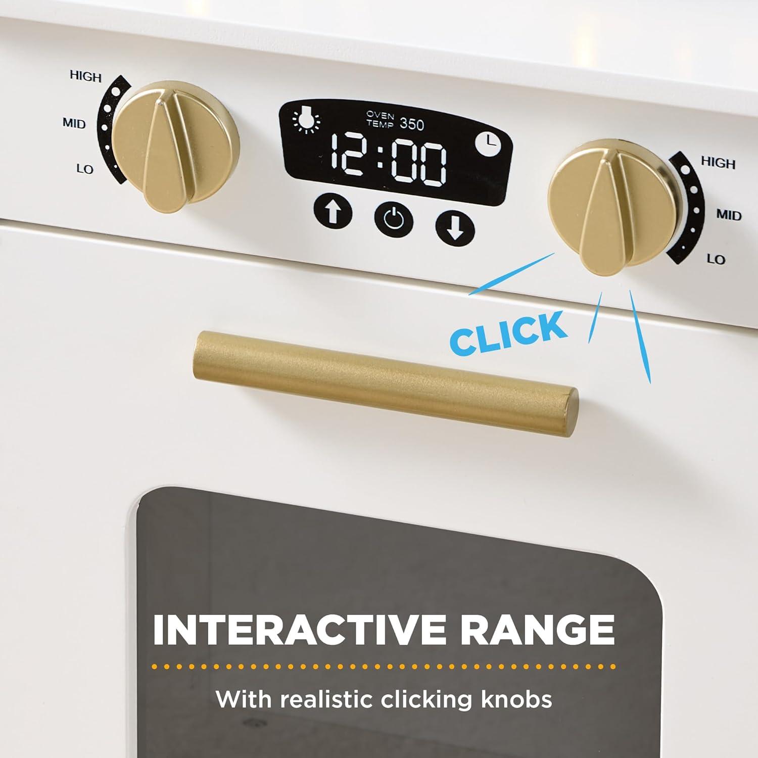 imageBest Choice Products Wooden Pretend Play Cottage Kitchen Kids Toy wStorage Scalloped Edge 5 Accessories Microwave Oven Clicking Knobs  BlueWhite
