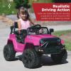 imageBest Choice Products 12V Kids Ride On Truck Car wParent Remote Control Spring Suspension LED Lights AUX Port  PinkHot Pink