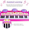 imageBest Choice Products 37Key Kids Electronic Musical Instrument Piano Learning Toy Keyboard w Multiple Sounds Lights Microphone Stool  PinkPink