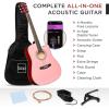 imageBest Choice Products 41in Beginner Acoustic Guitar Full Size All Wood Cutaway Guitar Starter Set wCase Strap Capo Strings Picks  BlackPink
