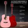 imageBest Choice Products 41in Beginner Acoustic Guitar Full Size All Wood Cutaway Guitar Starter Set wCase Strap Capo Strings Picks  BlackPink