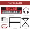 imageBest Choice Products 61Key Beginners Complete Electronic Keyboard Piano Set wLighted Keys LCD Screen Headphones Stand Bench Teaching Modes Note Stickers BuiltIn Speakers  RedRed