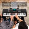 imageBest Choice Products 61Key Beginners Complete Electronic Keyboard Piano Set wLighted Keys LCD Screen Headphones Stand Bench Teaching Modes Note Stickers BuiltIn Speakers  RedBlack