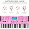 imageBest Choice Products 61Key Beginners Complete Electronic Keyboard Piano Set wLighted Keys LCD Screen Headphones Stand Bench Teaching Modes Note Stickers BuiltIn Speakers  RedPink