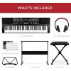 imageBest Choice Products 61Key Beginners Complete Electronic Keyboard Piano Set wLighted Keys LCD Screen Headphones Stand Bench Teaching Modes Note Stickers BuiltIn Speakers  RedBlack