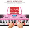 imageBest Choice Products 61Key Beginners Complete Electronic Keyboard Piano Set wLighted Keys LCD Screen Headphones Stand Bench Teaching Modes Note Stickers BuiltIn Speakers  RedPink