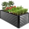 imageBest Choice Products 6x3x2ft Outdoor Metal Raised Garden Bed Deep Root Box Planter for Vegetables Flowers Herbs and Succulents w 269 Gallon Capacity  Peacock BlueGray