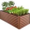 imageBest Choice Products 6x3x2ft Outdoor Metal Raised Garden Bed Deep Root Box Planter for Vegetables Flowers Herbs and Succulents w 269 Gallon Capacity  Peacock BlueWood Grain
