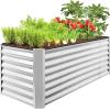 imageBest Choice Products 6x3x2ft Outdoor Metal Raised Garden Bed Deep Root Box Planter for Vegetables Flowers Herbs and Succulents w 269 Gallon Capacity  Peacock BlueGalvanized