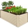 imageBest Choice Products 6x3x2ft Outdoor Metal Raised Garden Bed Deep Root Box Planter for Vegetables Flowers Herbs and Succulents w 269 Gallon Capacity  Peacock BlueBeige