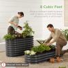 imageBest Choice Products 8x2x1ft Outdoor Metal Raised Garden Bed Oval Deep Root Planter Box for Vegetables Flowers Herbs and Succulents w 108 Gallon Capacity  Dark GreenWood Grain