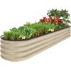 imageBest Choice Products 8x2x1ft Outdoor Metal Raised Garden Bed Oval Deep Root Planter Box for Vegetables Flowers Herbs and Succulents w 108 Gallon Capacity  Dark GreenBeige