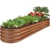 imageBest Choice Products 8x2x1ft Outdoor Metal Raised Garden Bed Oval Deep Root Planter Box for Vegetables Flowers Herbs and Succulents w 108 Gallon Capacity  Dark GreenWood Grain
