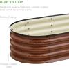 imageBest Choice Products 8x2x1ft Outdoor Metal Raised Garden Bed Oval Deep Root Planter Box for Vegetables Flowers Herbs and Succulents w 108 Gallon Capacity  Dark GreenWood Grain