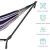 imageBest Choice Products Double Hammock with Steel Stand Indoor Outdoor BrazilianStyle Cotton Bed wCarrying Bag 2Person Capacity  Desert StripesAbyss