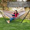 imageBest Choice Products Double Hammock with Steel Stand Indoor Outdoor BrazilianStyle Cotton Bed wCarrying Bag 2Person Capacity  Desert StripesDesert Stripes