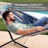 imageBest Choice Products Double Hammock with Steel Stand Indoor Outdoor BrazilianStyle Cotton Bed wCarrying Bag 2Person Capacity  Desert StripesOcean