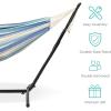imageBest Choice Products Double Hammock with Steel Stand Indoor Outdoor BrazilianStyle Cotton Bed wCarrying Bag 2Person Capacity  Desert StripesOcean