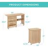 imageBest Choice Products Folding Sewing Table Multipurpose Craft Station ampamp Side Desk with Compact Design Wheels Shelves Storage Trays Pegs Magnetic Doors Metal Doorknobs  WhiteLight Brown