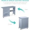 imageBest Choice Products Folding Sewing Table Multipurpose Craft Station ampamp Side Desk with Compact Design Wheels Shelves Storage Trays Pegs Magnetic Doors Metal Doorknobs  WhiteLight Blue