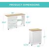 imageBest Choice Products Folding Sewing Table Multipurpose Craft Station ampamp Side Desk with Compact Design Wheels Shelves Storage Trays Pegs Magnetic Doors Metal Doorknobs  WhiteNaturalWhite