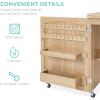 imageBest Choice Products Folding Sewing Table Multipurpose Craft Station ampamp Side Desk with Compact Design Wheels Shelves Storage Trays Pegs Magnetic Doors Metal Doorknobs  WhiteLight Brown