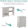 imageBest Choice Products Folding Sewing Table Multipurpose Craft Station ampamp Side Desk with Compact Design Wheels Shelves Storage Trays Pegs Magnetic Doors Metal Doorknobs  WhiteGrey
