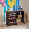 imageBest Choice Products Folding Sewing Table Multipurpose Craft Station ampamp Side Desk with Compact Design Wheels Shelves Storage Trays Pegs Magnetic Doors Metal Doorknobs  WhiteEspresso