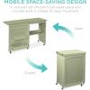 imageBest Choice Products Folding Sewing Table Multipurpose Craft Station ampamp Side Desk with Compact Design Wheels Shelves Storage Trays Pegs Magnetic Doors Metal Doorknobs  WhiteLight Green