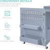 imageBest Choice Products Folding Sewing Table Multipurpose Craft Station ampamp Side Desk with Compact Design Wheels Shelves Storage Trays Pegs Magnetic Doors Metal Doorknobs  WhiteLight Blue