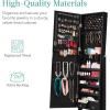imageBest Choice Products Freestanding Jewelry Armoire Cabinet Full Length Standing Mirror Lockable Makeup Storage Organizer wVelvet Lining 3 Angles Lock Accessory Pouch 5 Shelves  BlackBlack