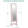 imageBest Choice Products Freestanding Jewelry Armoire Cabinet Full Length Standing Mirror Lockable Makeup Storage Organizer wVelvet Lining 3 Angles Lock Accessory Pouch 5 Shelves  BlackDusty Pink
