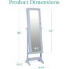 imageBest Choice Products Freestanding Jewelry Armoire Cabinet Full Length Standing Mirror Lockable Makeup Storage Organizer wVelvet Lining 3 Angles Lock Accessory Pouch 5 Shelves  BlackPowder Blue