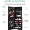 imageBest Choice Products Freestanding Jewelry Armoire Cabinet Full Length Standing Mirror Lockable Makeup Storage Organizer wVelvet Lining 3 Angles Lock Accessory Pouch 5 Shelves  BlackBlack