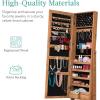 imageBest Choice Products Freestanding Jewelry Armoire Cabinet Full Length Standing Mirror Lockable Makeup Storage Organizer wVelvet Lining 3 Angles Lock Accessory Pouch 5 Shelves  BlackRustic Brown