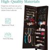 imageBest Choice Products Freestanding Jewelry Armoire Cabinet Full Length Standing Mirror Lockable Makeup Storage Organizer wVelvet Lining 3 Angles Lock Accessory Pouch 5 Shelves  BlackEspresso