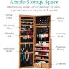 imageBest Choice Products Freestanding Jewelry Armoire Cabinet Full Length Standing Mirror Lockable Makeup Storage Organizer wVelvet Lining 3 Angles Lock Accessory Pouch 5 Shelves  BlackRustic Brown