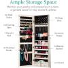 imageBest Choice Products Freestanding Jewelry Armoire Cabinet Full Length Standing Mirror Lockable Makeup Storage Organizer wVelvet Lining 3 Angles Lock Accessory Pouch 5 Shelves  BlackCoastal White