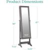 imageBest Choice Products Freestanding Jewelry Armoire Cabinet Full Length Standing Mirror Lockable Makeup Storage Organizer wVelvet Lining 3 Angles Lock Accessory Pouch 5 Shelves  BlackGray Oak