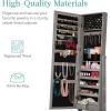 imageBest Choice Products Freestanding Jewelry Armoire Cabinet Full Length Standing Mirror Lockable Makeup Storage Organizer wVelvet Lining 3 Angles Lock Accessory Pouch 5 Shelves  BlackGray Oak