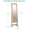 imageBest Choice Products Freestanding Jewelry Armoire Cabinet Full Length Standing Mirror Lockable Makeup Storage Organizer wVelvet Lining 3 Angles Lock Accessory Pouch 5 Shelves  BlackNatural Oak